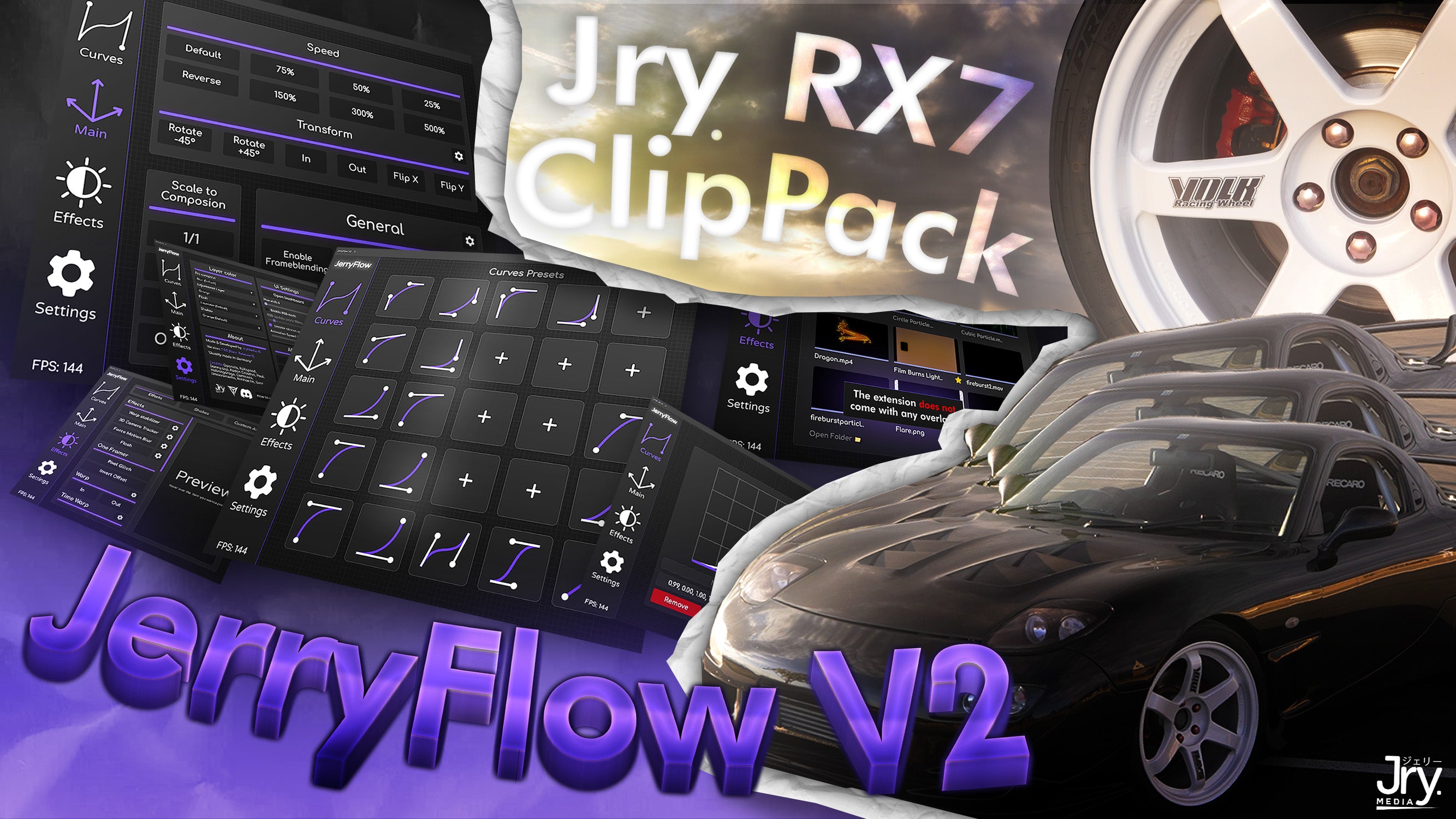 JerryFlow V2 with the Mazda RX7 Clip Pack